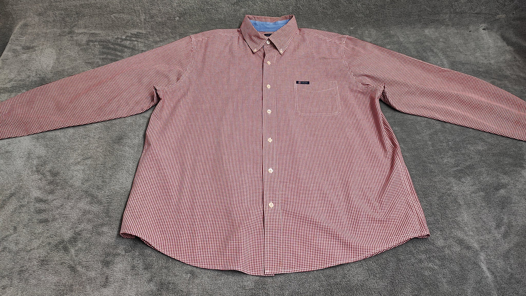 Vintage Chaps Checked Long Sleeve Shirt Red White Men's Size XXL Oversized