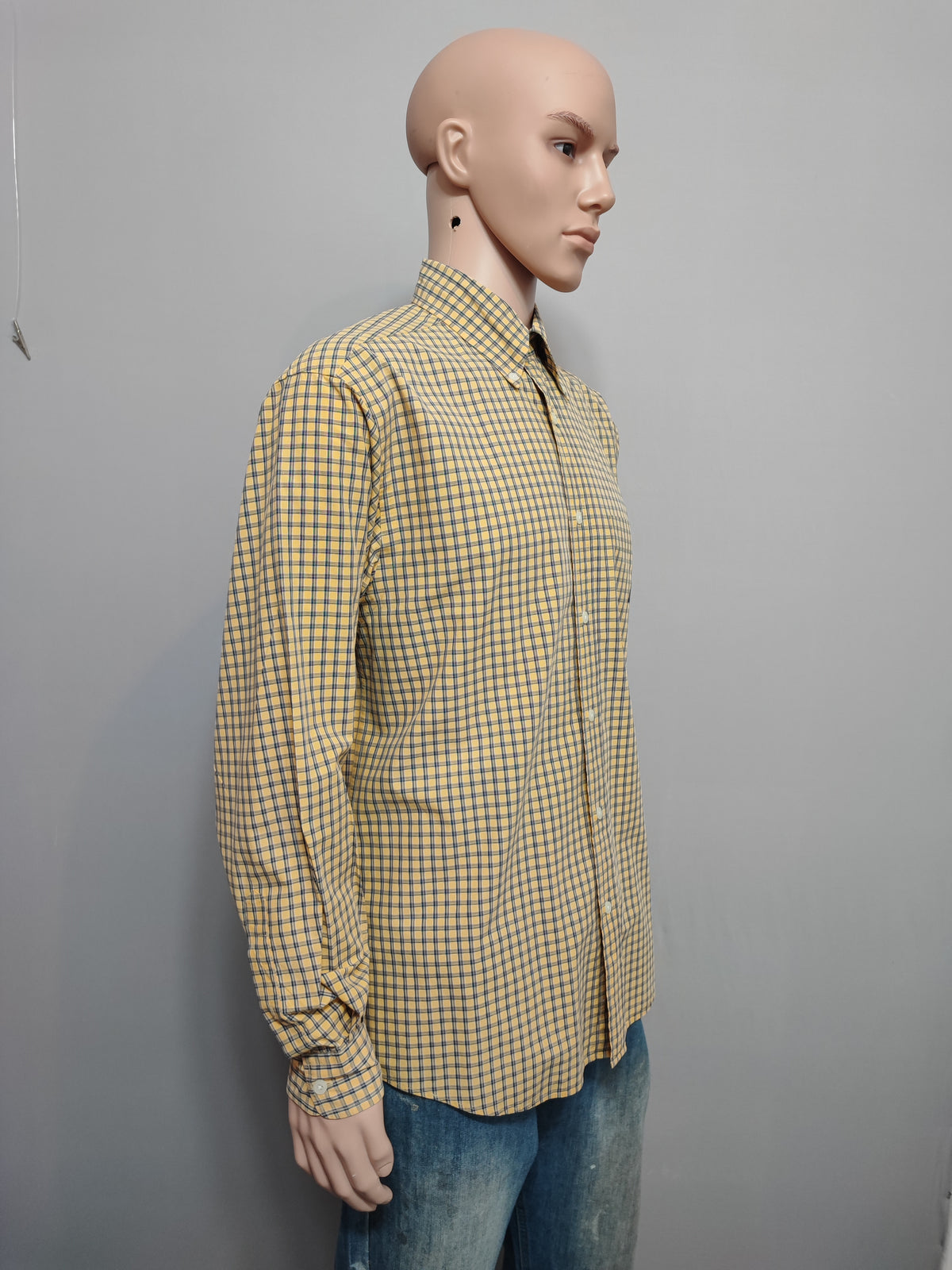 Vintage Nautica Checked Long Sleeve Plaid Lumberjack Shirt Yellow Men Size Large
