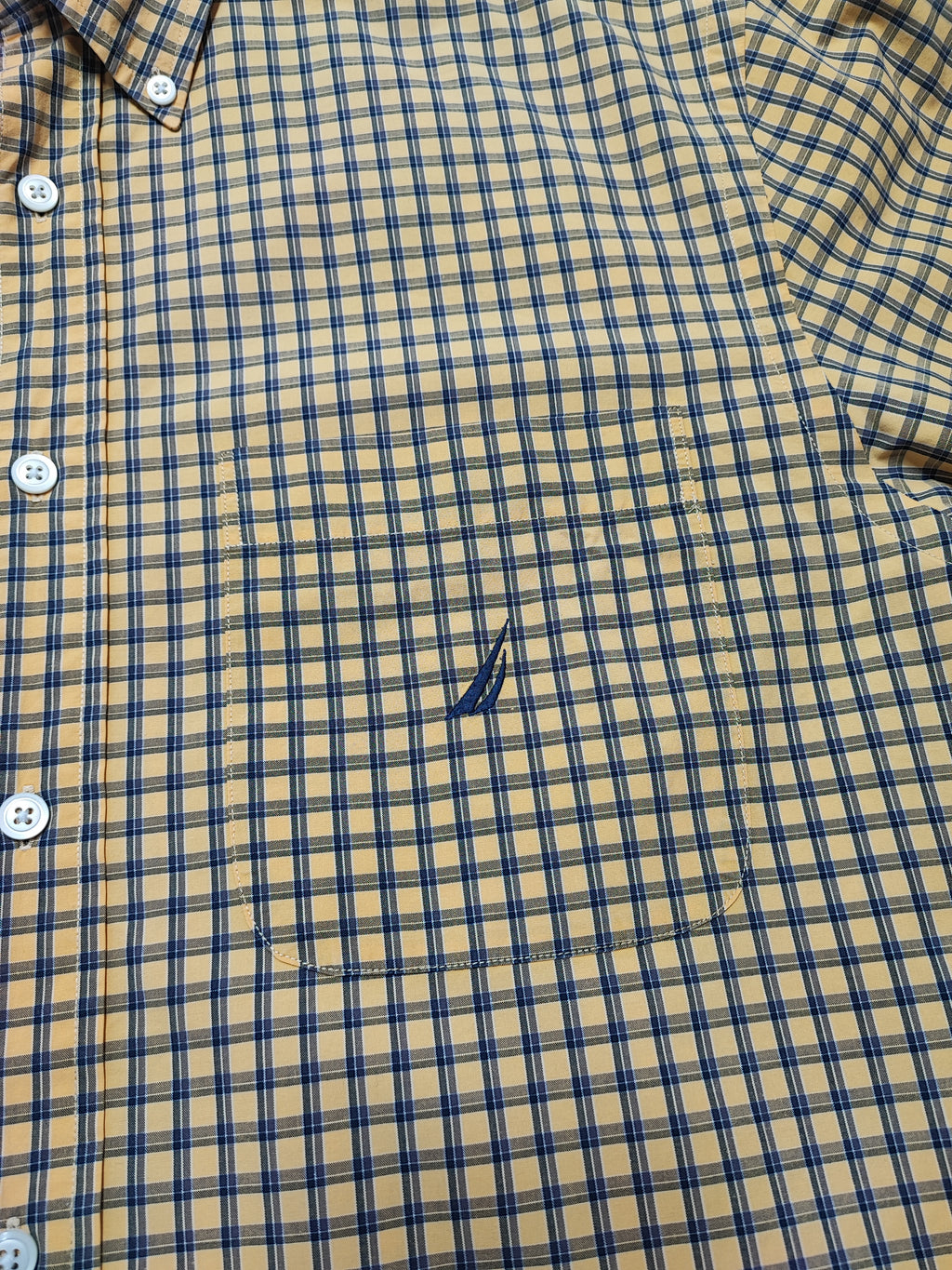 Vintage Nautica Checked Long Sleeve Plaid Lumberjack Shirt Yellow Men Size Large