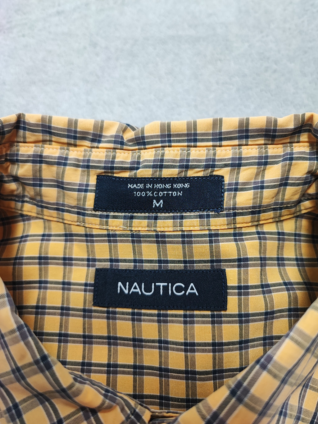 Vintage Nautica Checked Long Sleeve Plaid Lumberjack Shirt Yellow Men Size Large