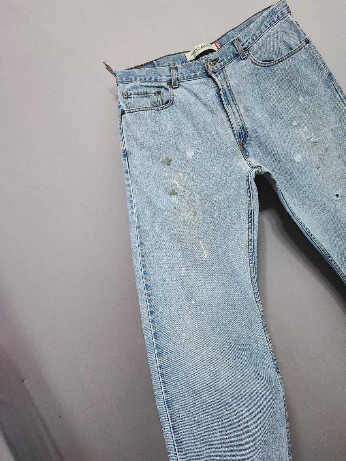 Vintage Levi's 505 Regular Fit Jeans Faded Blue Grunge Skater Men's W34 L31