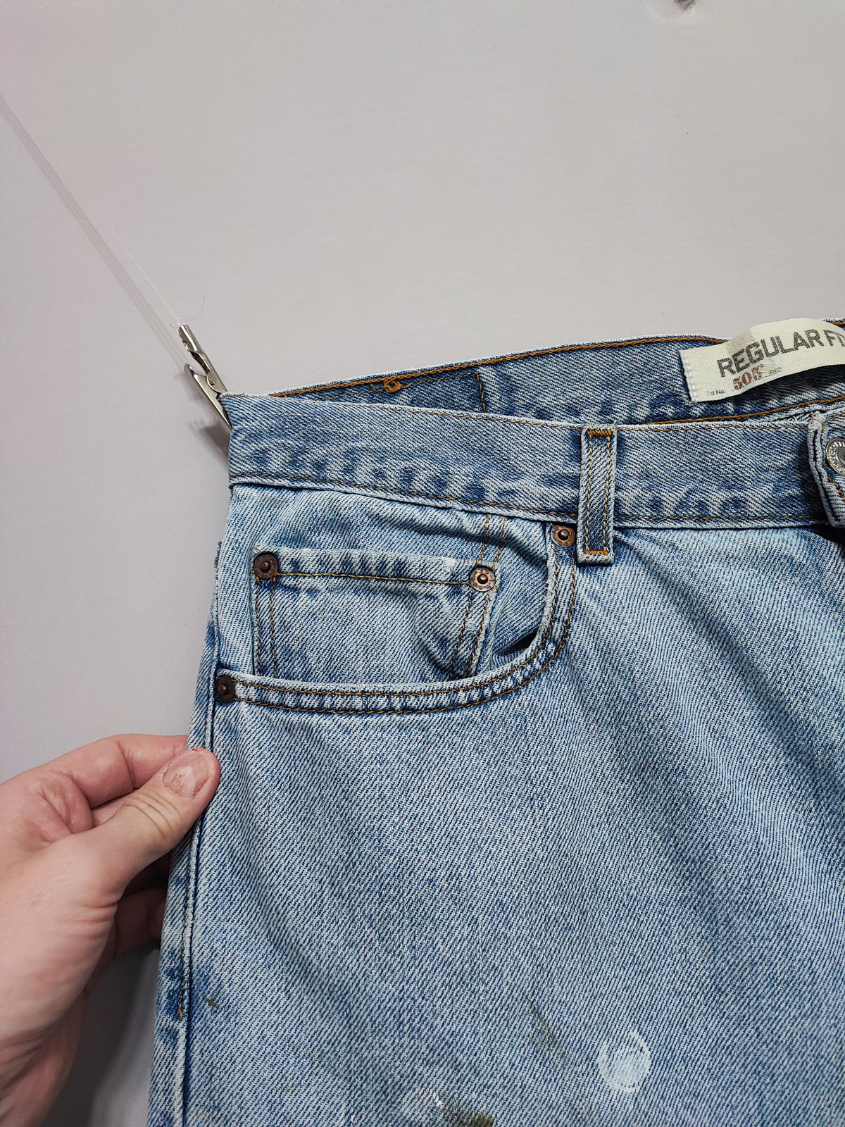 Vintage Levi's 505 Regular Fit Jeans Faded Blue Grunge Skater Men's W34 L31