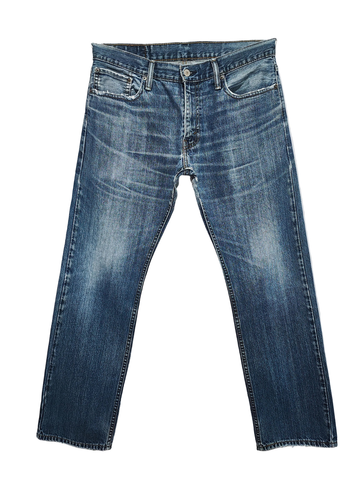 Vintage Levi's 514 Straight Leg Jeans Faded Navy Blue Grunge Skater Men's W34 L32