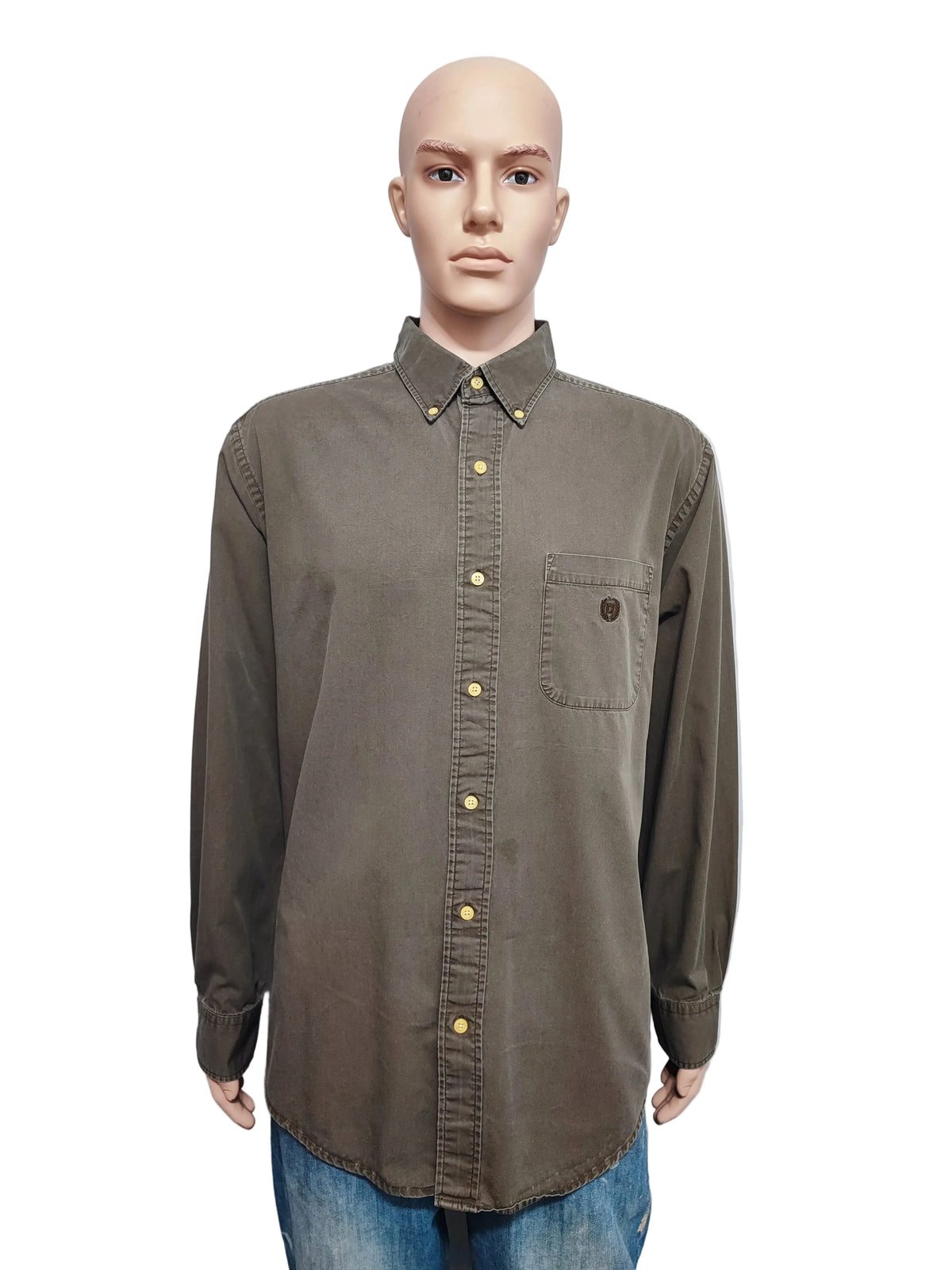 Vintage Chaps Plain Long Sleeve Button Down Shirt Brown Men Size XL