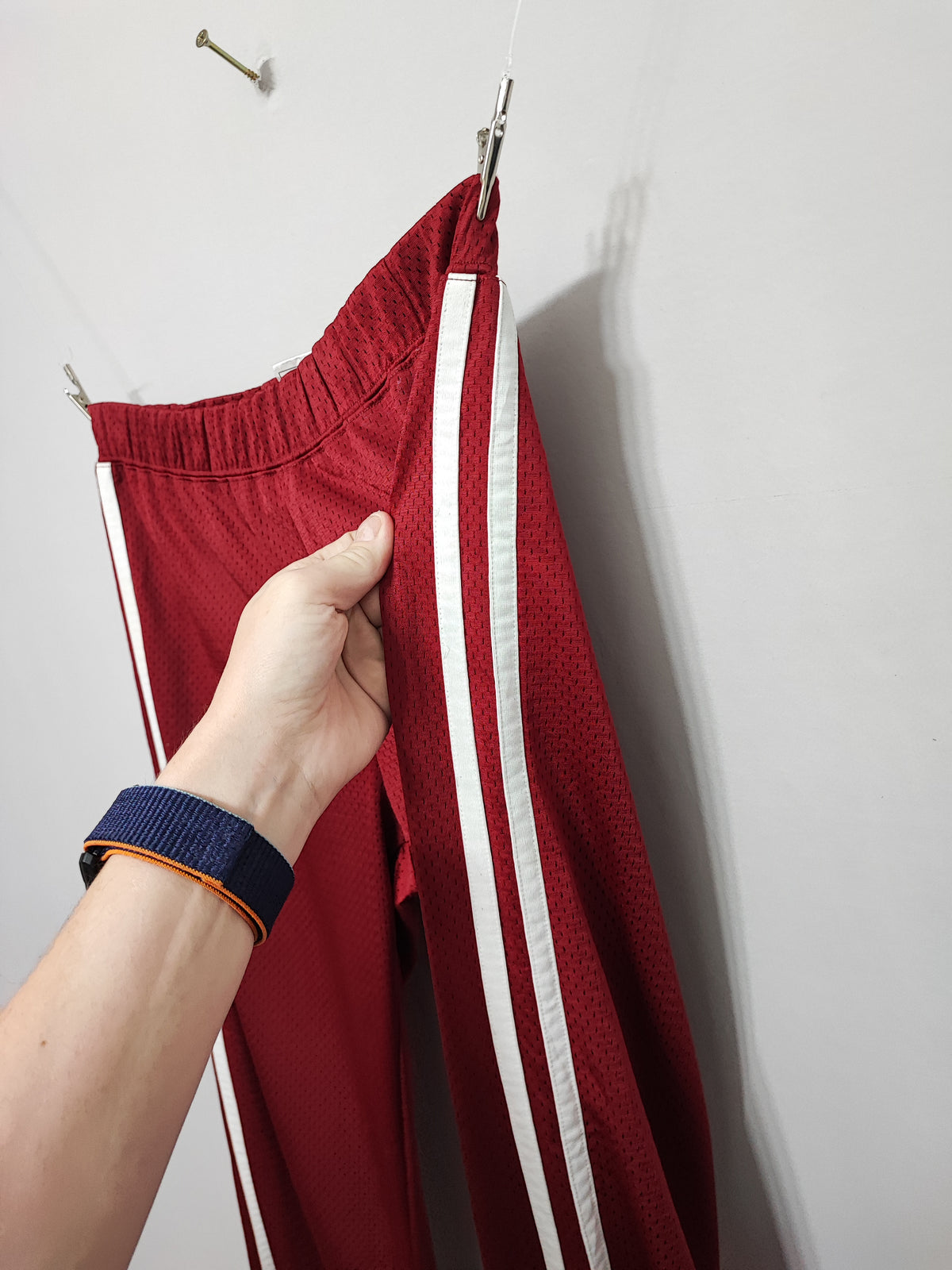 Vintage Nike Embroidered Swoosh Plain Bold Red Tracksuit Bottoms Joggers Women 8
