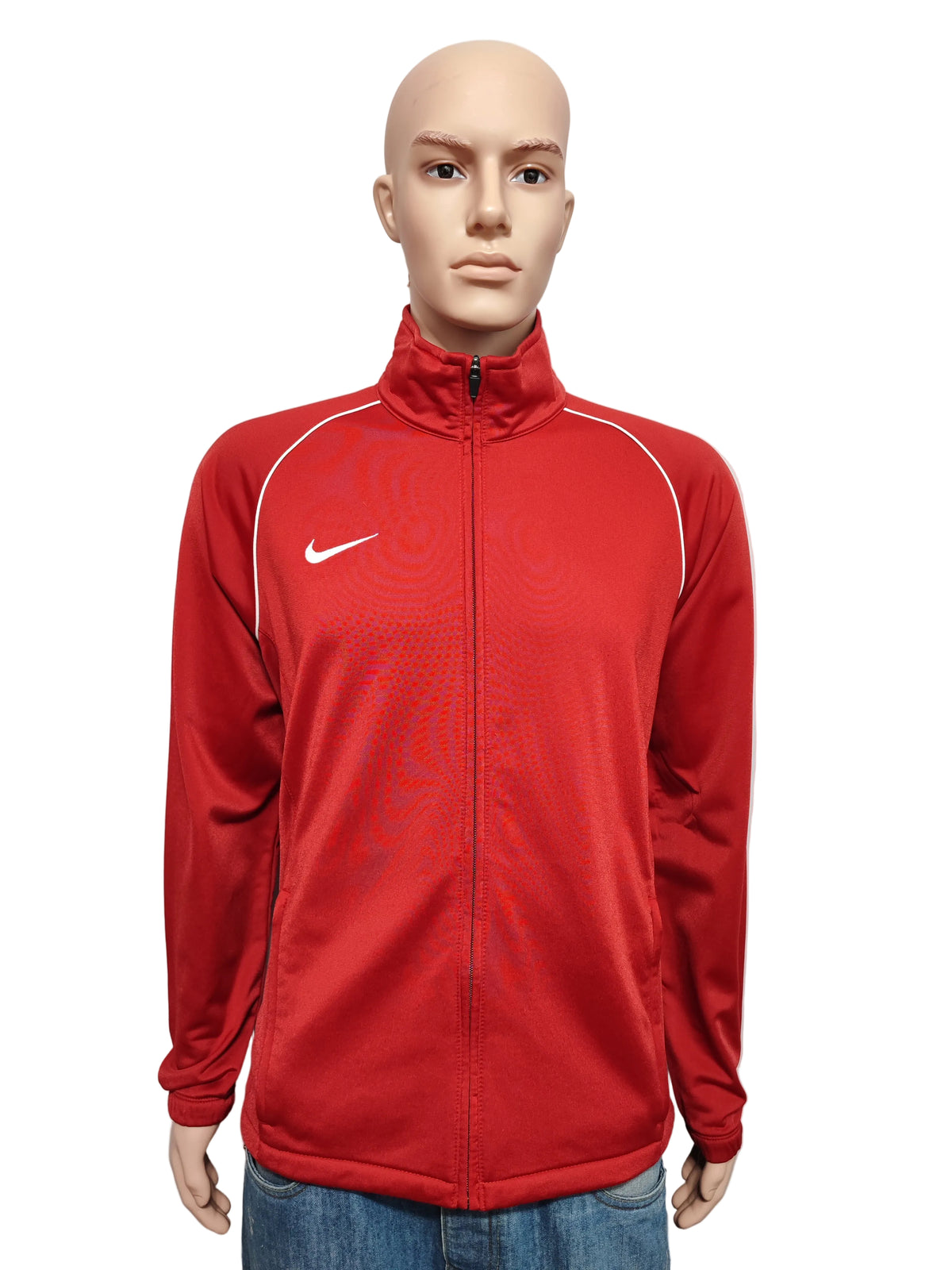 Vintage Nike Striped Long Sleeve Zip Track Jacket Red Men Size Medium