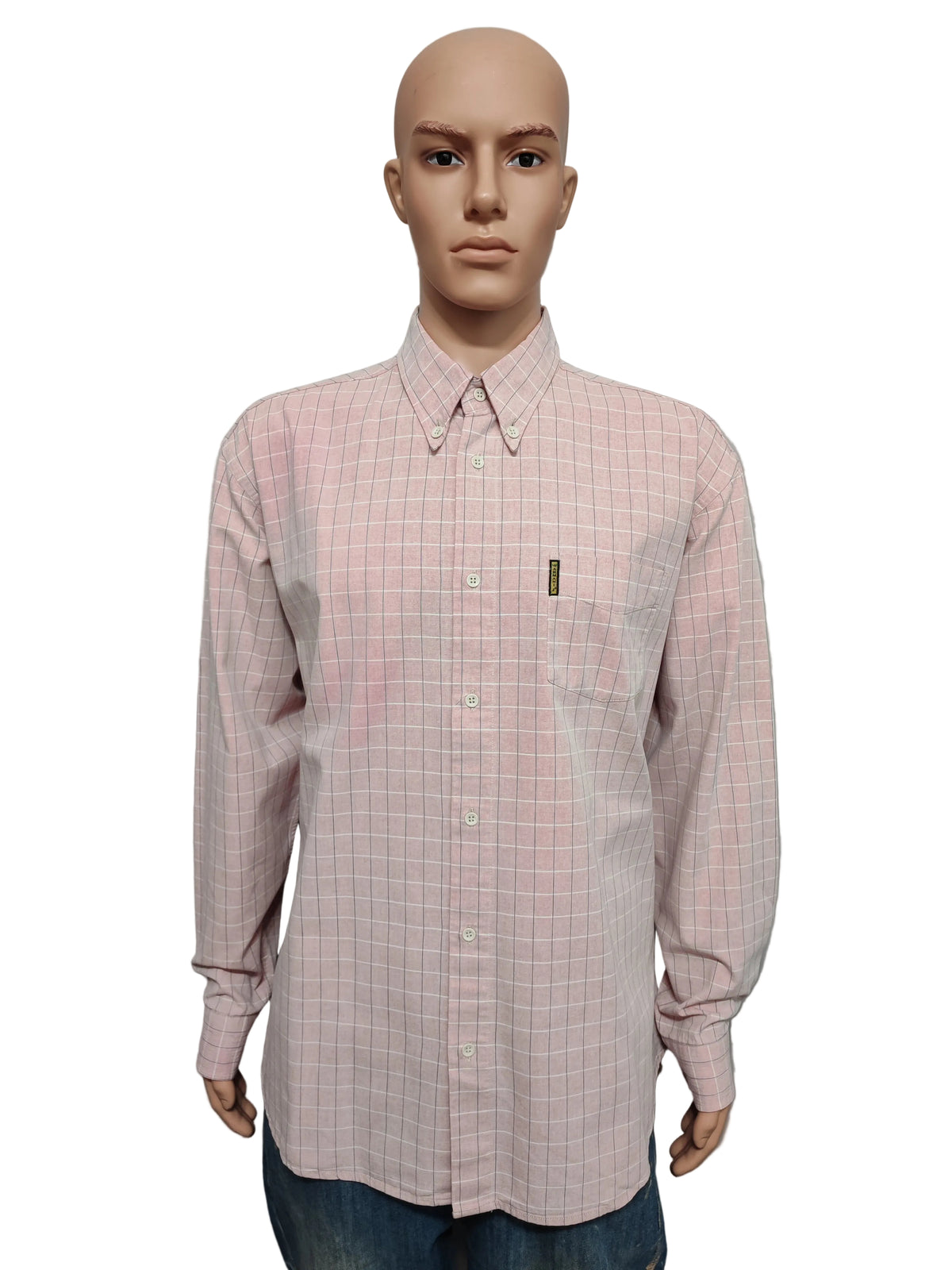 Vintage Armani Jeans Checked Shirt XXL Pink Rose Cotton Long Sleeve 90s Y2K AJ
