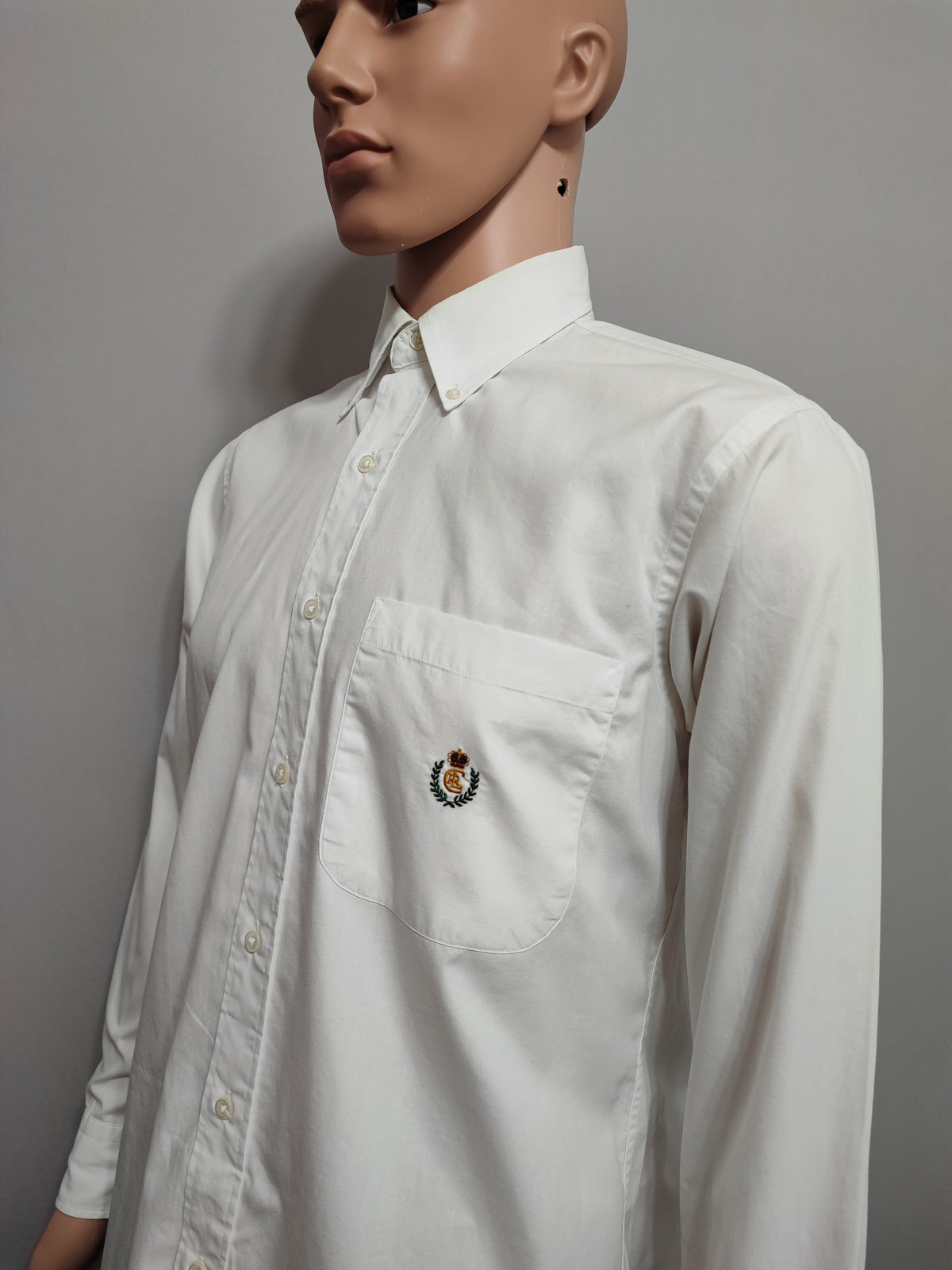 Vintage Chaps Ralph Lauren Plain Long Sleeve Button Down Shirt White Men Large
