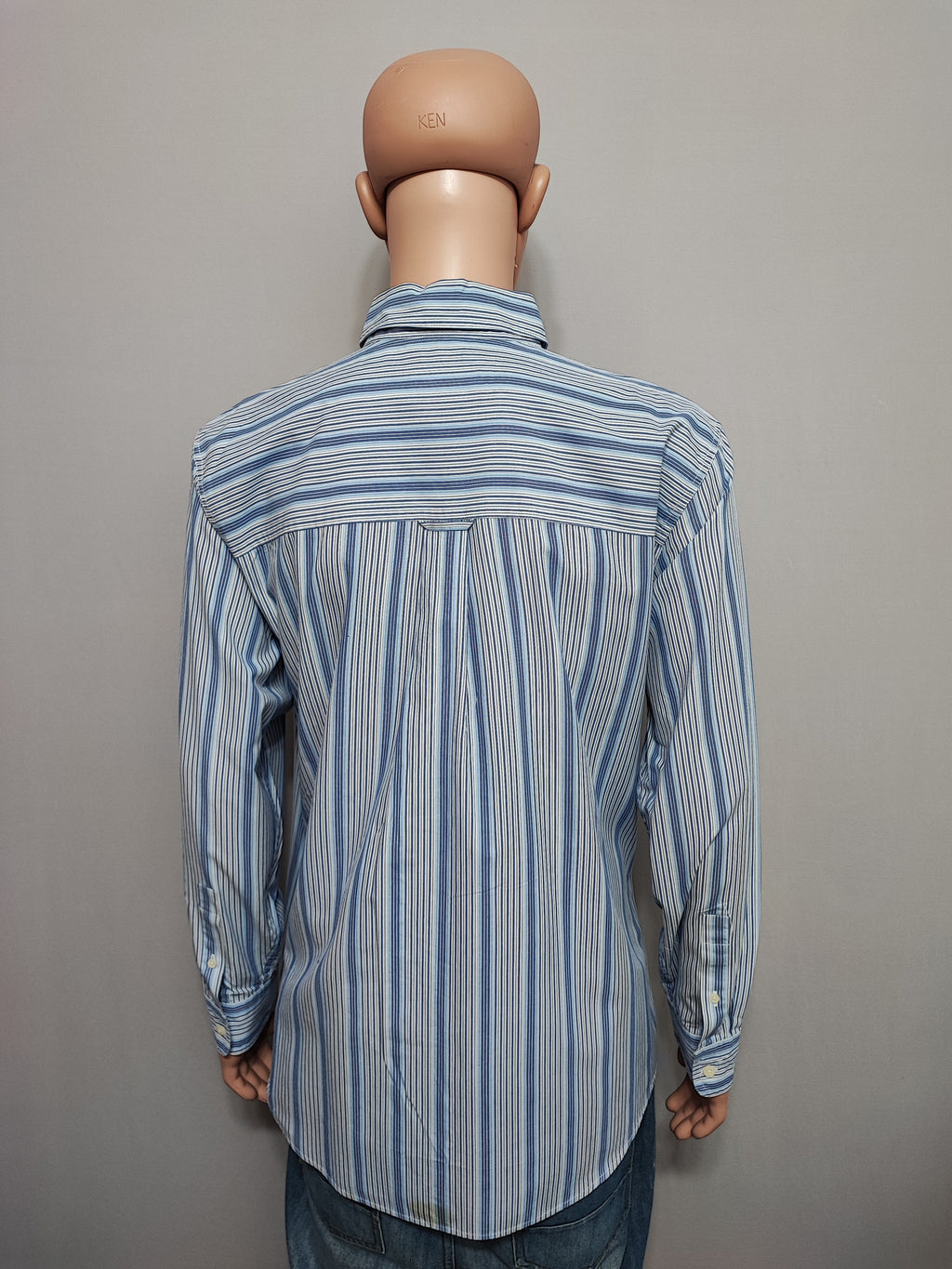 Vintage Chaps Striped Long Sleeve Easy Care Preppy Shirt Blue Men Size XL