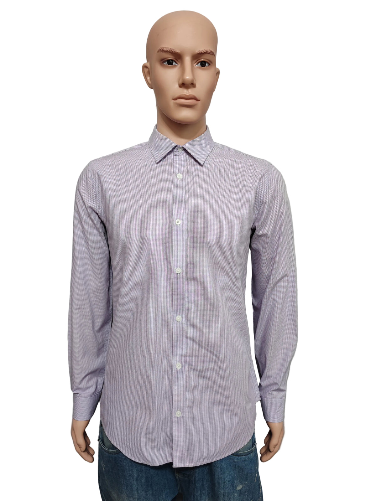 Vintage Calvin Klein Checked Long Sleeve Shirt Lilac Purple Men's Size Medium M