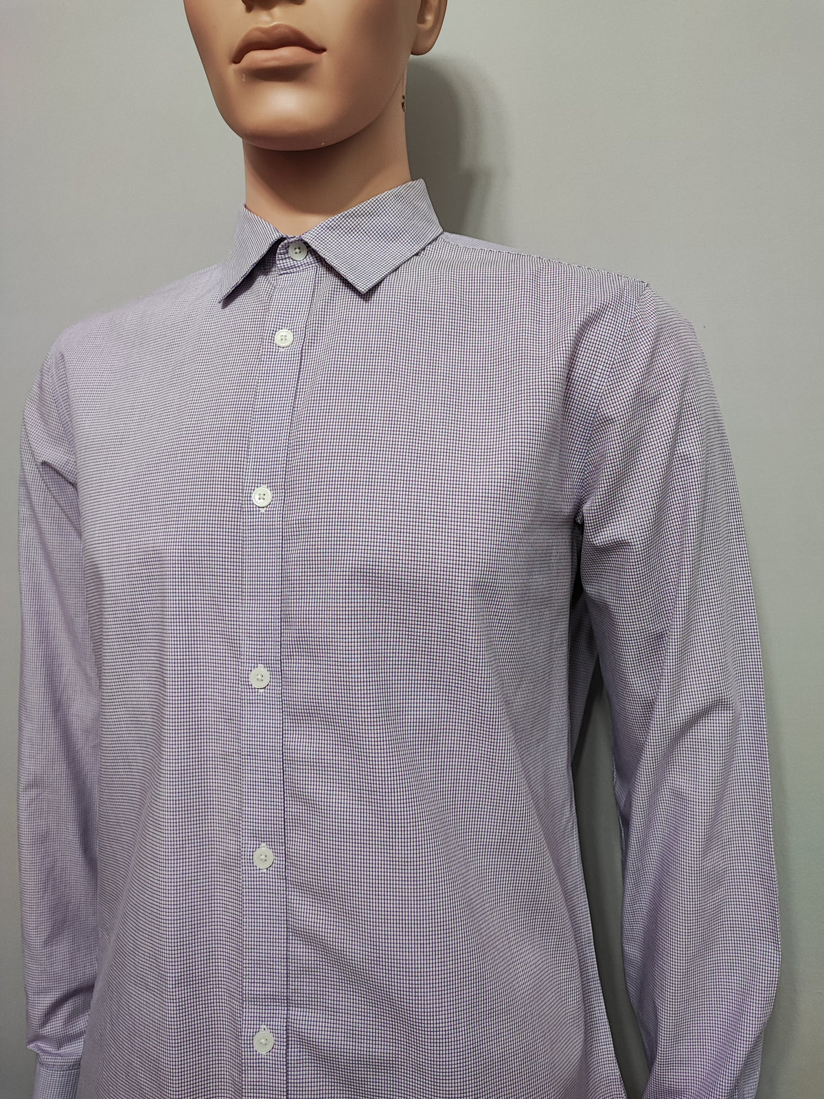 Vintage Calvin Klein Checked Long Sleeve Shirt Lilac Purple Men's Size Medium M