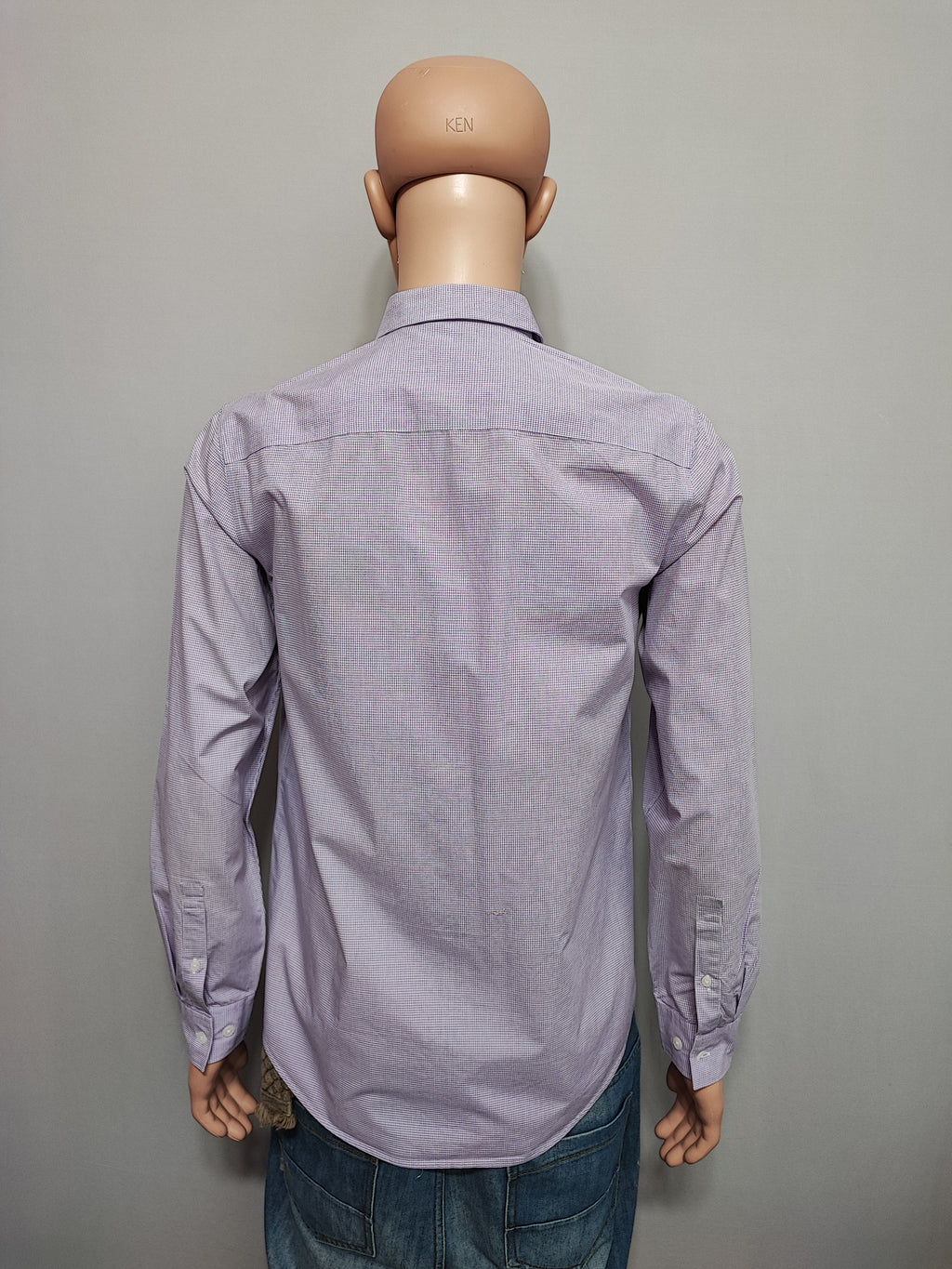 Vintage Calvin Klein Checked Long Sleeve Shirt Lilac Purple Men's Size Medium M