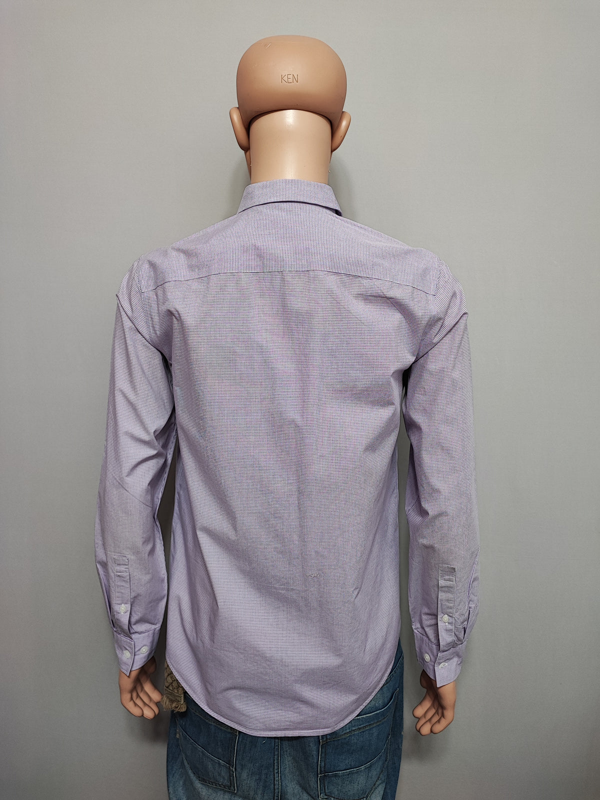 Vintage Calvin Klein Checked Long Sleeve Shirt Lilac Purple Men's Size Medium M