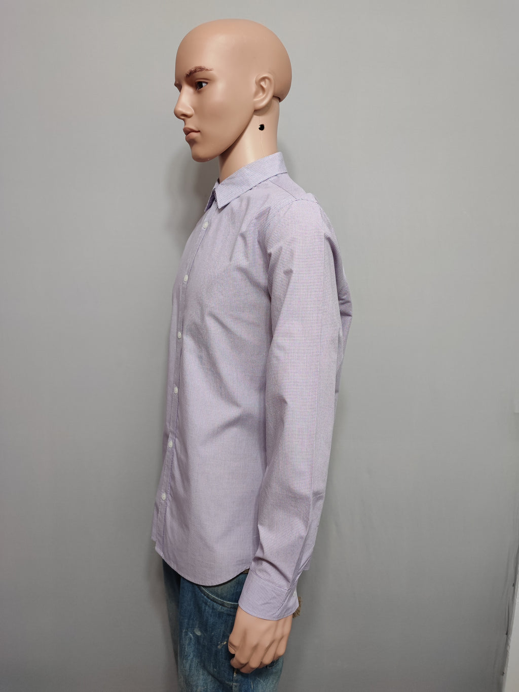 Vintage Calvin Klein Checked Long Sleeve Shirt Lilac Purple Men's Size Medium M