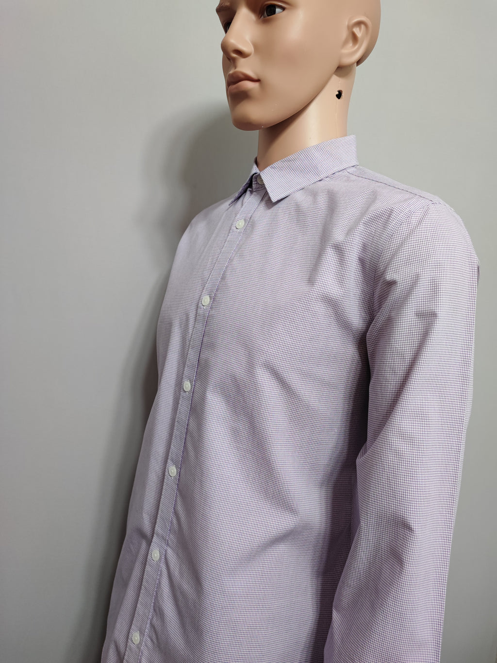 Vintage Calvin Klein Checked Long Sleeve Shirt Lilac Purple Men's Size Medium M