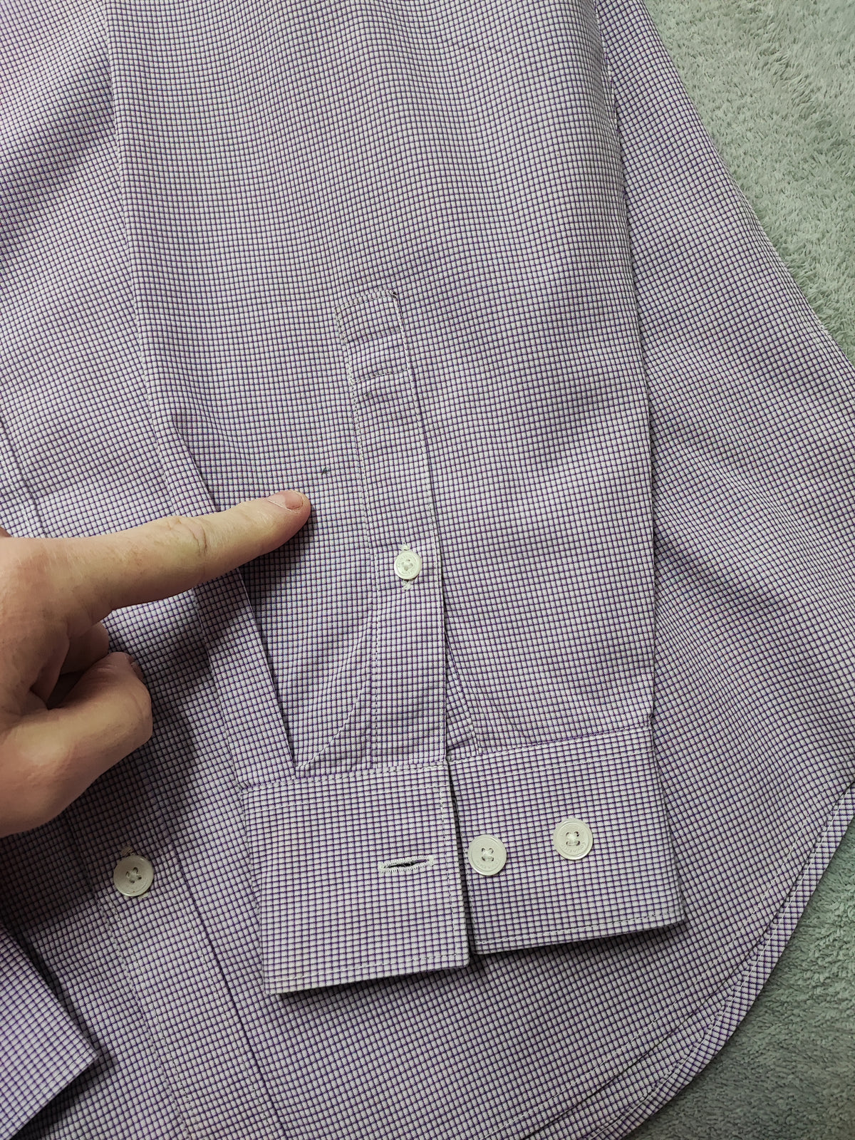 Vintage Calvin Klein Checked Long Sleeve Shirt Lilac Purple Men's Size Medium M