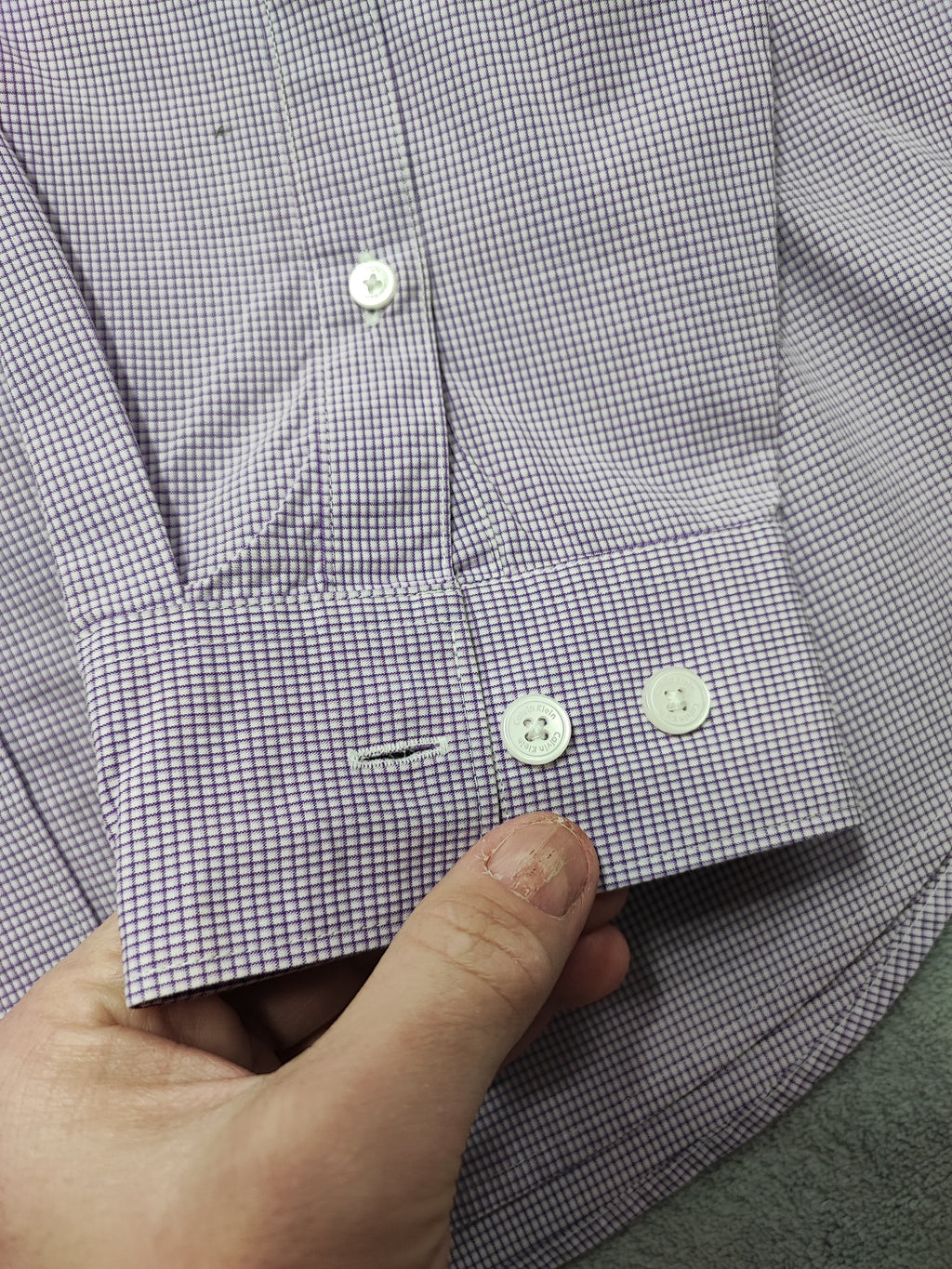 Vintage Calvin Klein Checked Long Sleeve Shirt Lilac Purple Men's Size Medium M