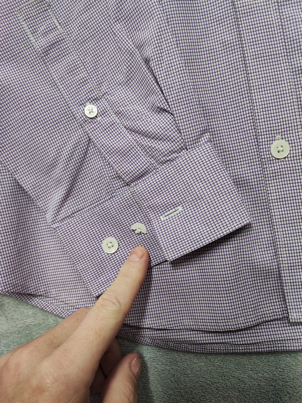 Vintage Calvin Klein Checked Long Sleeve Shirt Lilac Purple Men's Size Medium M
