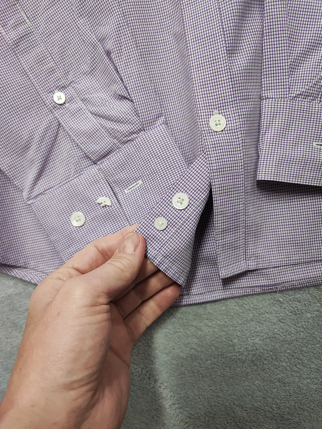 Vintage Calvin Klein Checked Long Sleeve Shirt Lilac Purple Men's Size Medium M