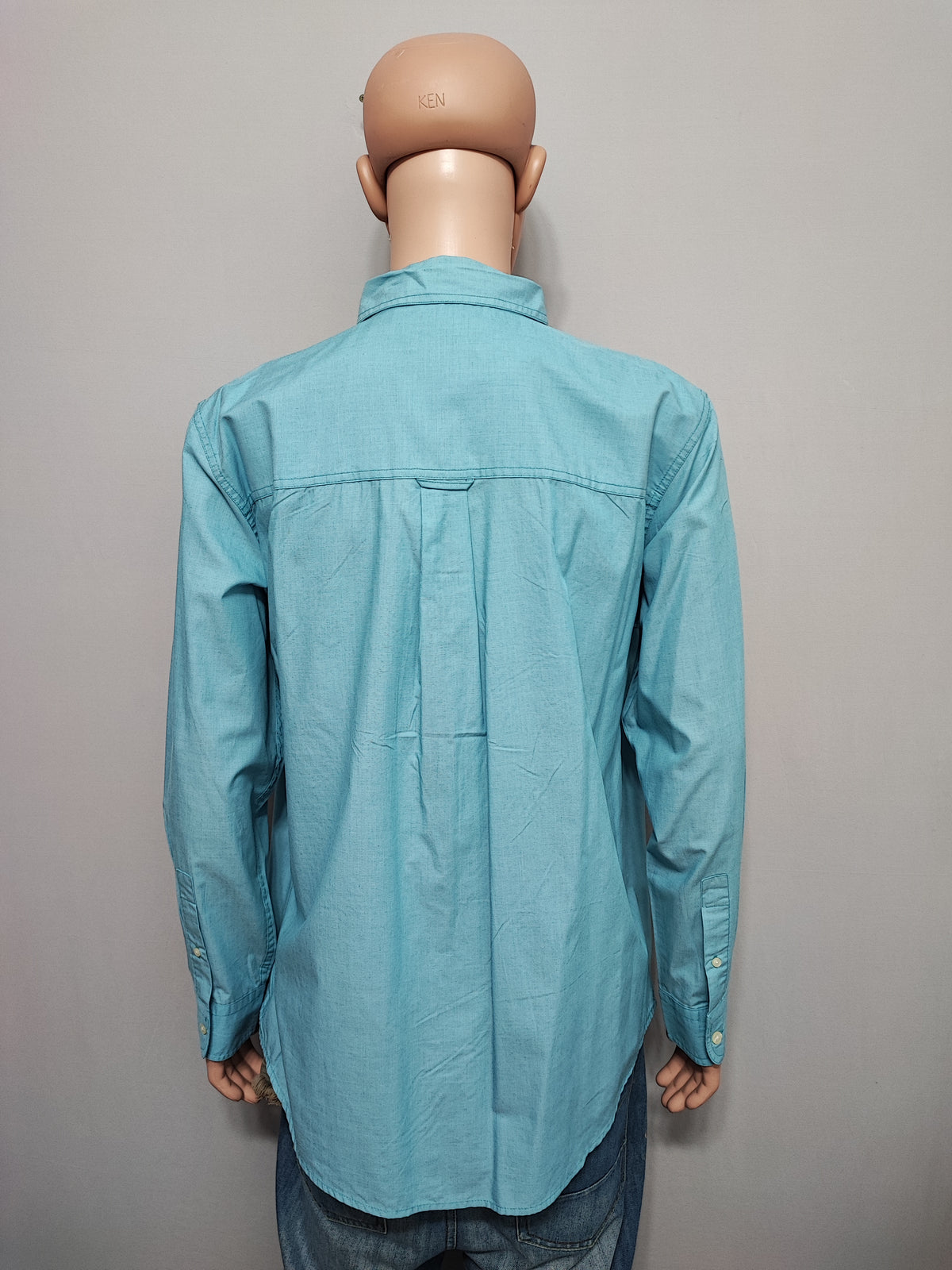 Vintage Chaps Plain Long Sleeve Shirt Turquoise Light Blue Men's Size XL