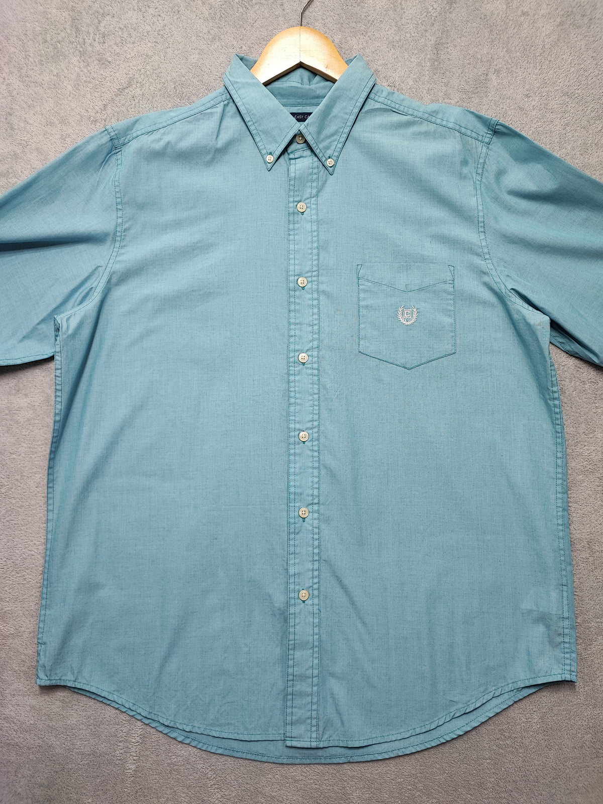 Vintage Chaps Plain Long Sleeve Shirt Turquoise Light Blue Men's Size XL