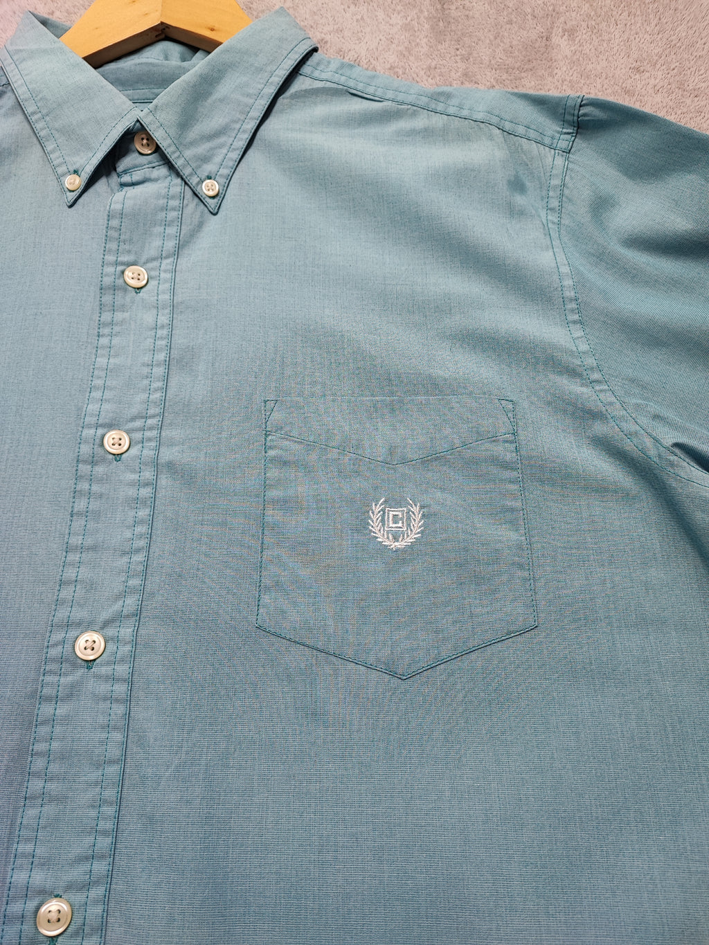 Vintage Chaps Plain Long Sleeve Shirt Turquoise Light Blue Men's Size XL