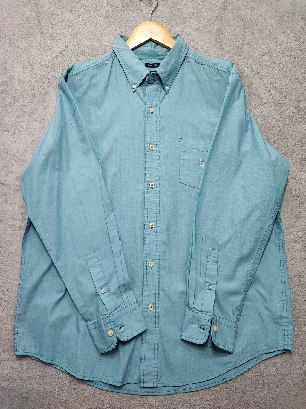 Vintage Chaps Plain Long Sleeve Shirt Turquoise Light Blue Men's Size XL