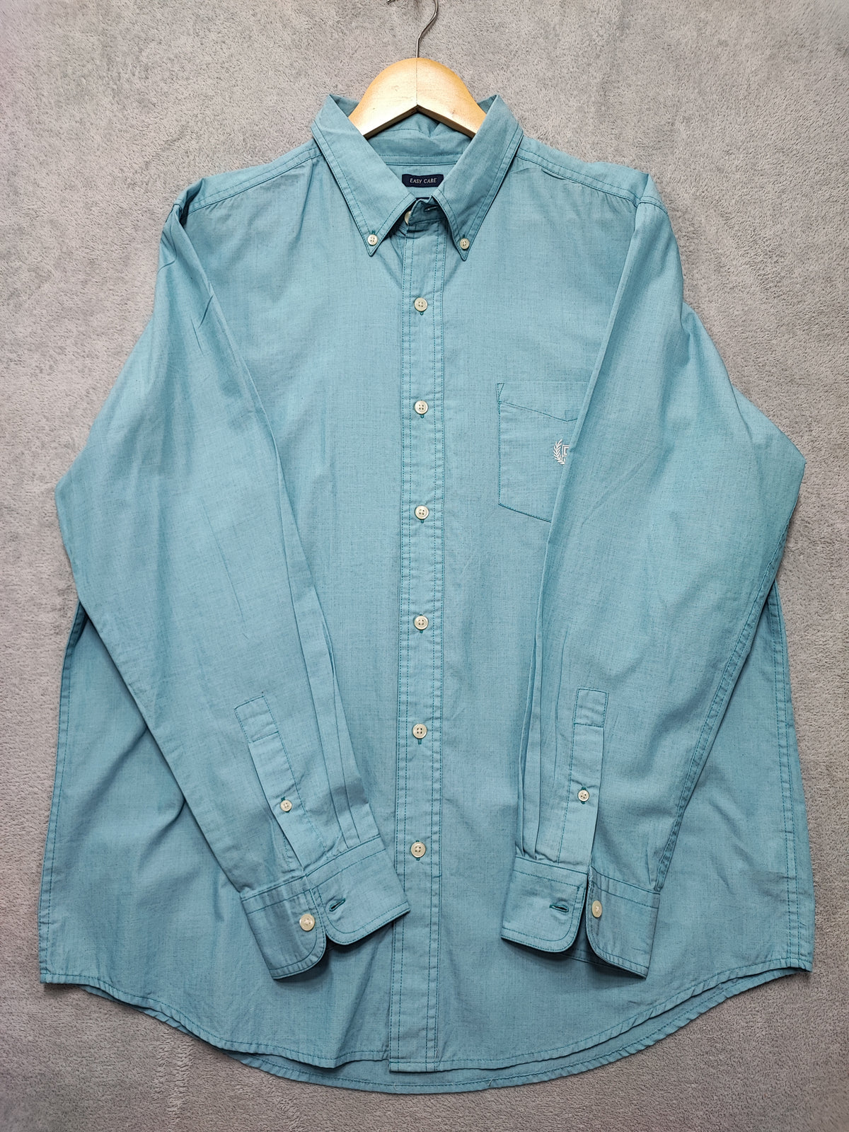 Vintage Chaps Plain Long Sleeve Shirt Turquoise Light Blue Men's Size XL