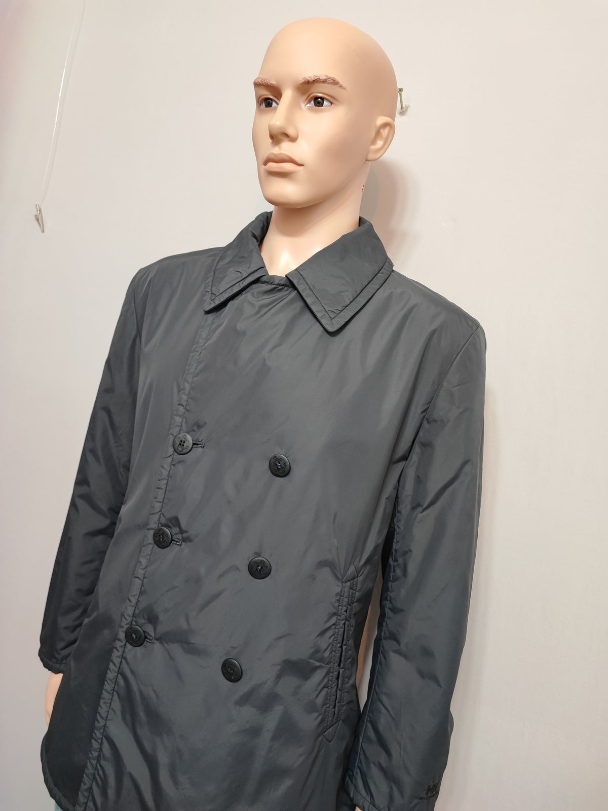 Vintage Helly Hansen Plain Navy Blue Double Breasted Pea Coat Jacket Men Size XL