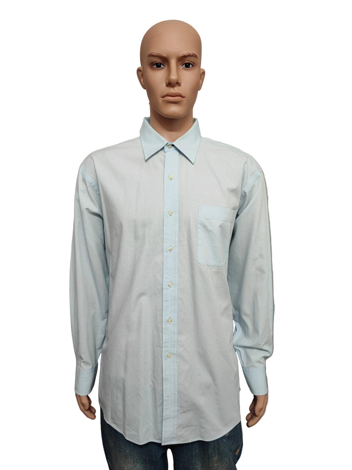 Vintage Tommy Hilfiger designer Plain Blue Long Sleeve Shirt 90s Men Size XL