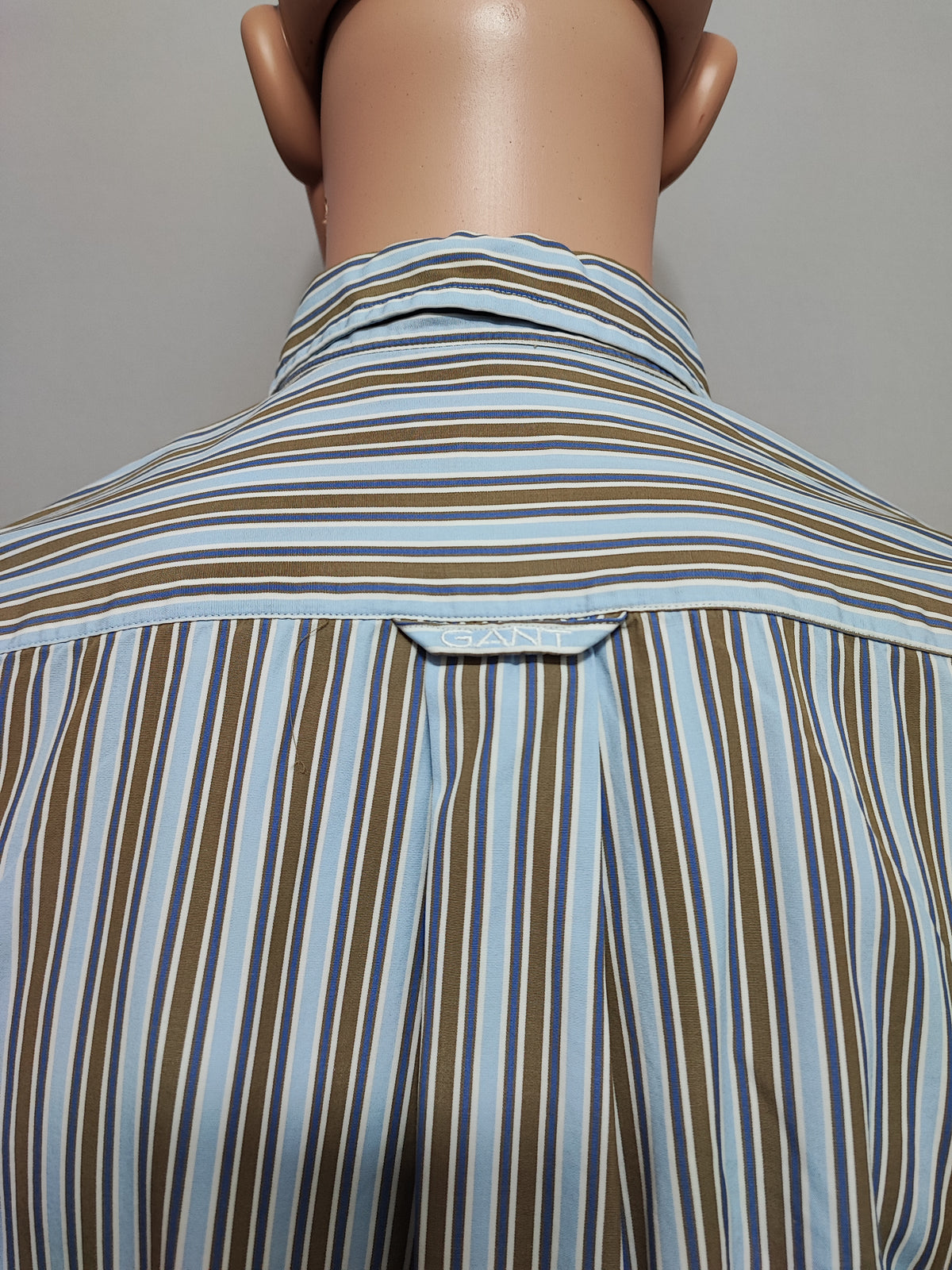Vintage Gant Striped Long Sleeve Shirt Blue Brown Men's Size Large L