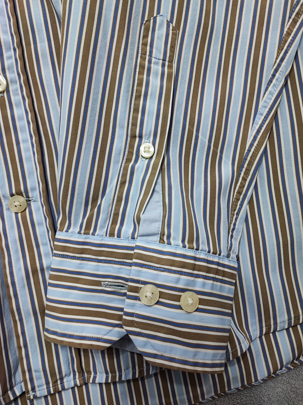 Vintage Gant Striped Long Sleeve Shirt Blue Brown Men's Size Large L