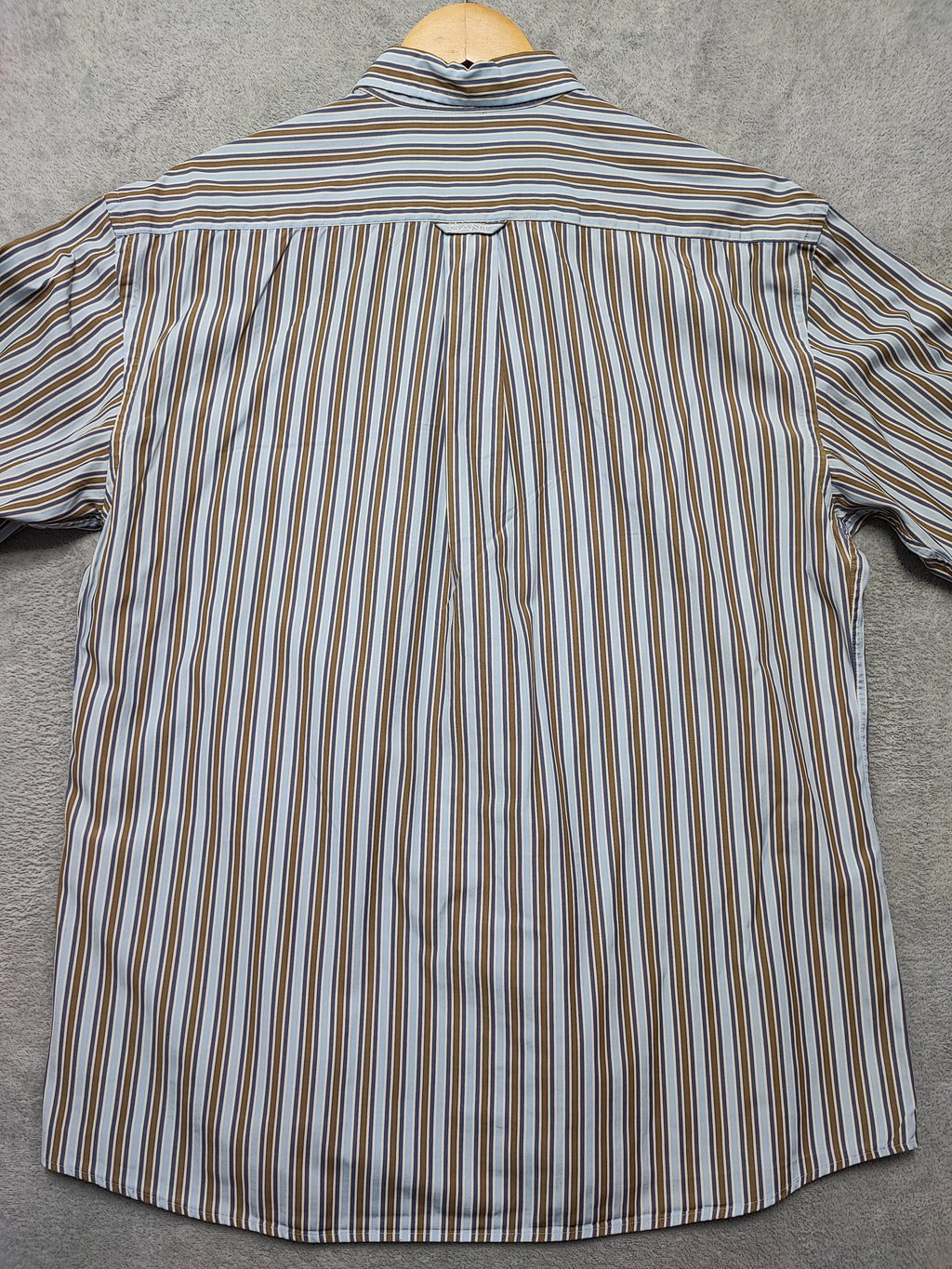 Vintage Gant Striped Long Sleeve Shirt Blue Brown Men's Size Large L