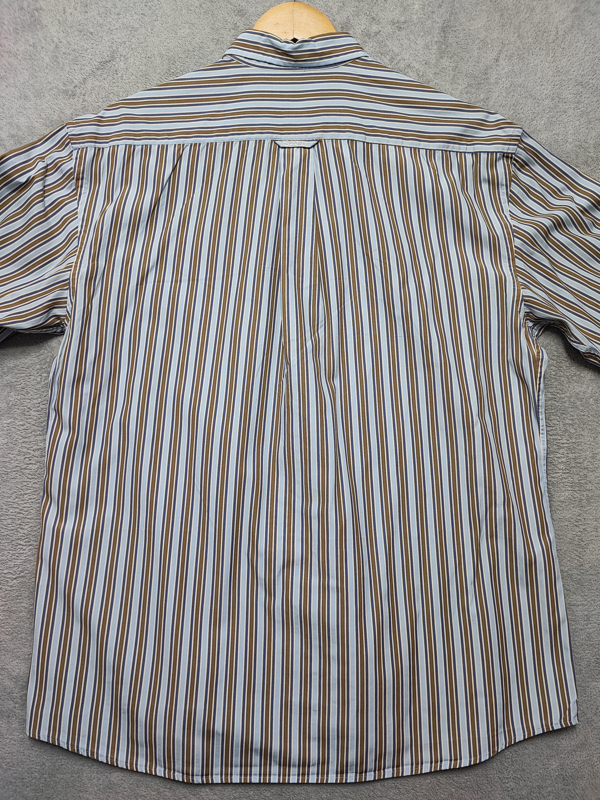 Vintage Gant Striped Long Sleeve Shirt Blue Brown Men's Size Large L
