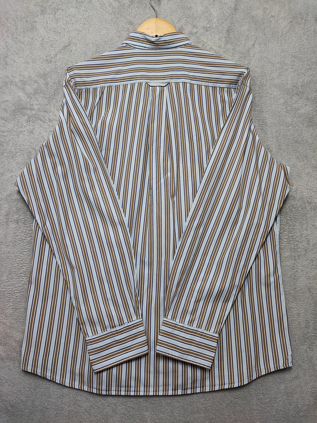 Vintage Gant Striped Long Sleeve Shirt Blue Brown Men's Size Large L