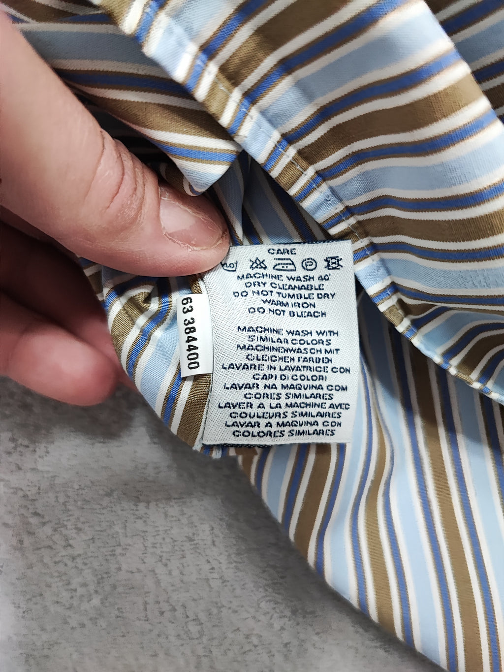 Vintage Gant Striped Long Sleeve Shirt Blue Brown Men's Size Large L