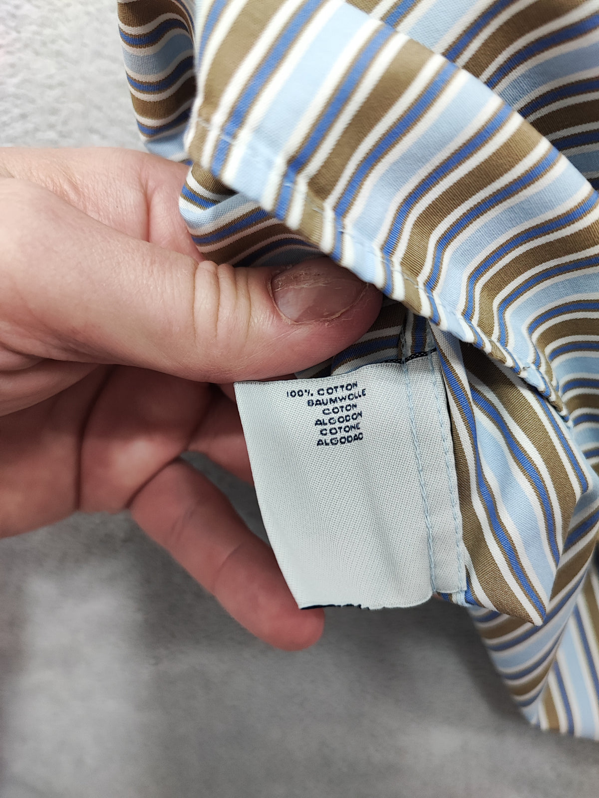 Vintage Gant Striped Long Sleeve Shirt Blue Brown Men's Size Large L