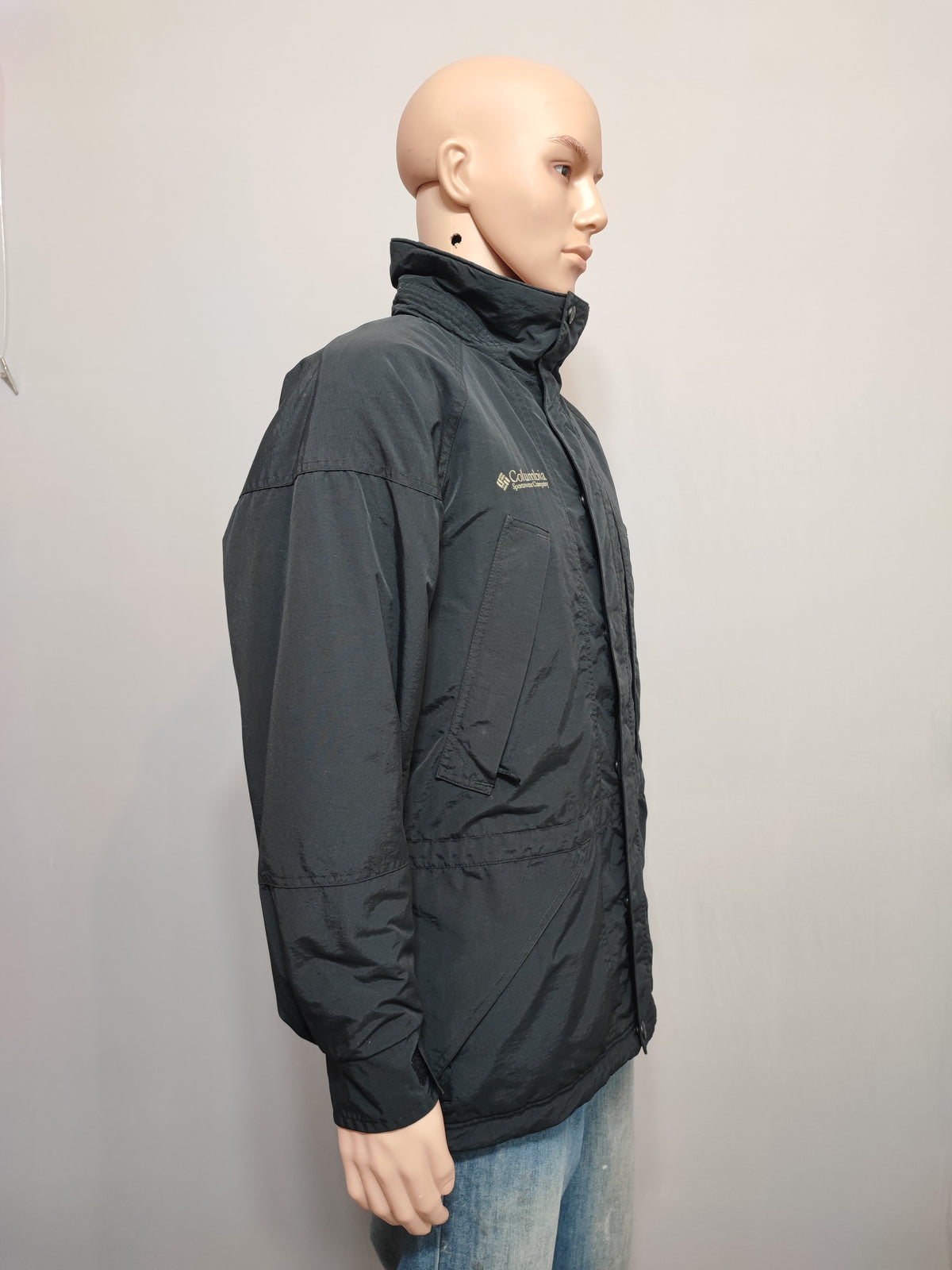 Vintage Columbia Plain Faded Black Radial Sleeve Technical Shell Jacket Men Large