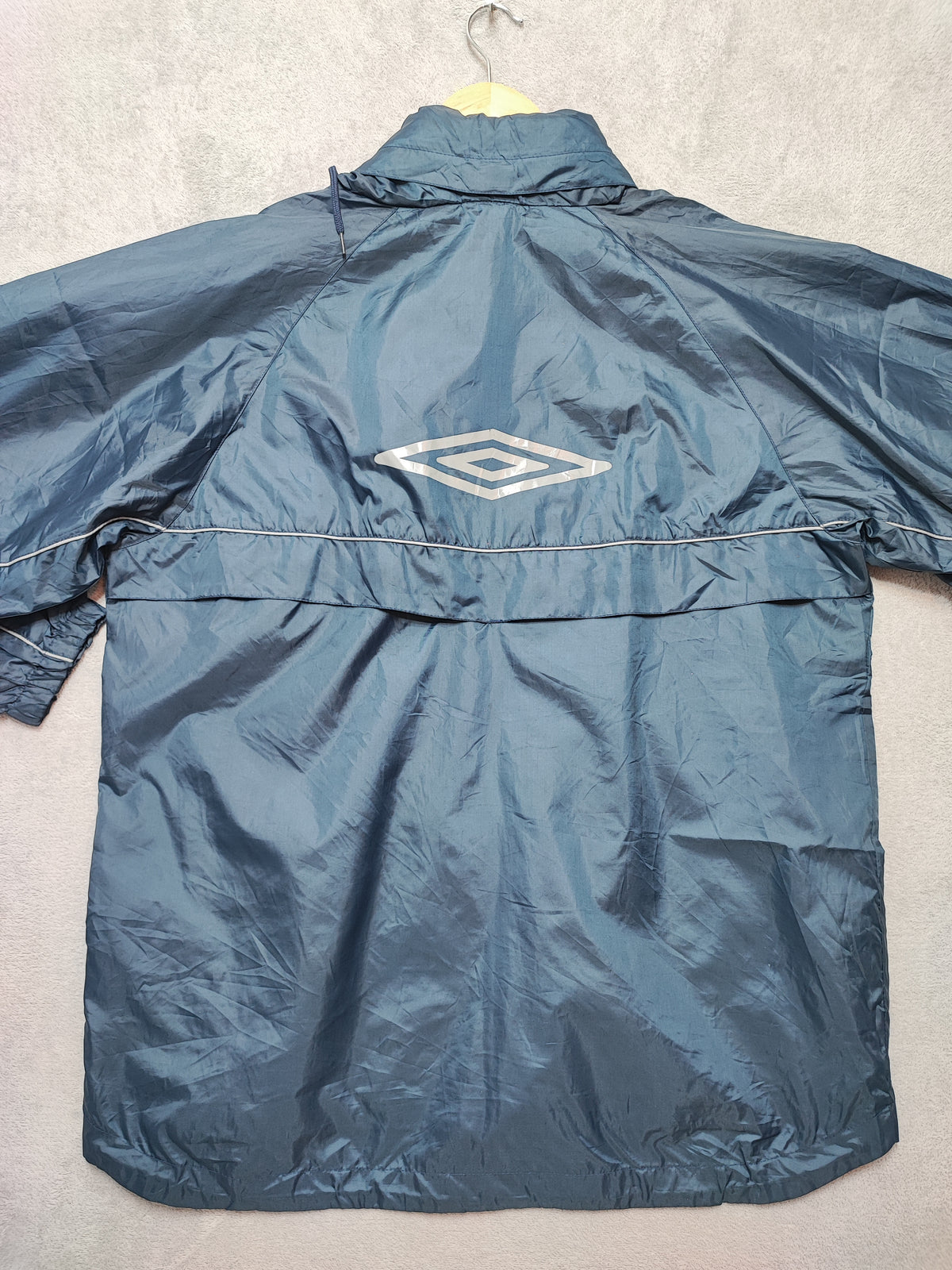 Vintage Umbro Navy Blue Grey Colour Block Piping Windbreaker Jacket Men Large