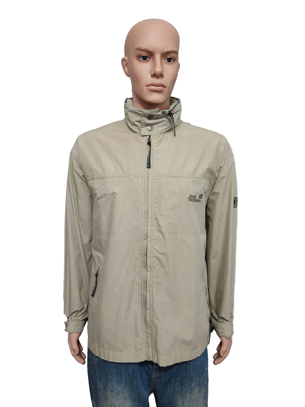 Vintage Jack Wolfskin Plain Beige Texapore Hoodless Outdoor Jacket Men Size XL