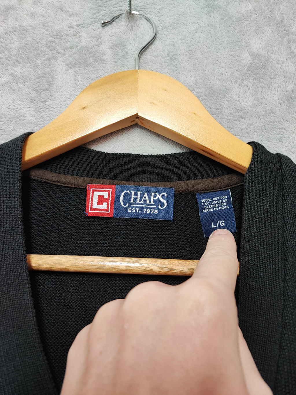 Vintage Chaps Ralph Lauren Plain Faded Black Knit Vest Jumper Men Size Large