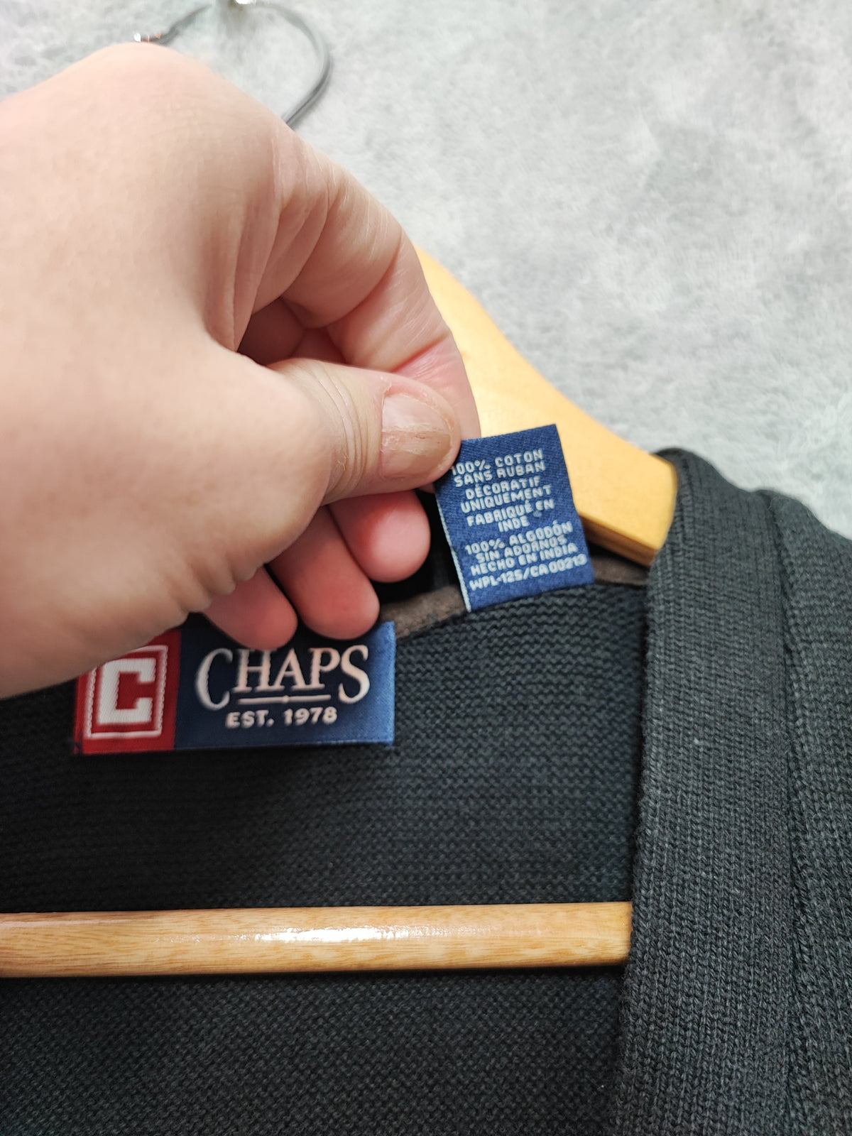 Vintage Chaps Ralph Lauren Plain Faded Black Knit Vest Jumper Men Size Large