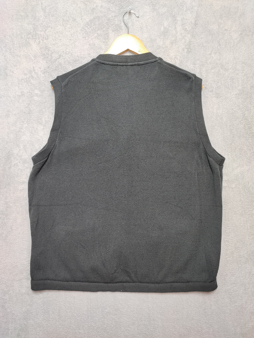 Vintage Chaps Ralph Lauren Plain Faded Black Knit Vest Jumper Men Size Large