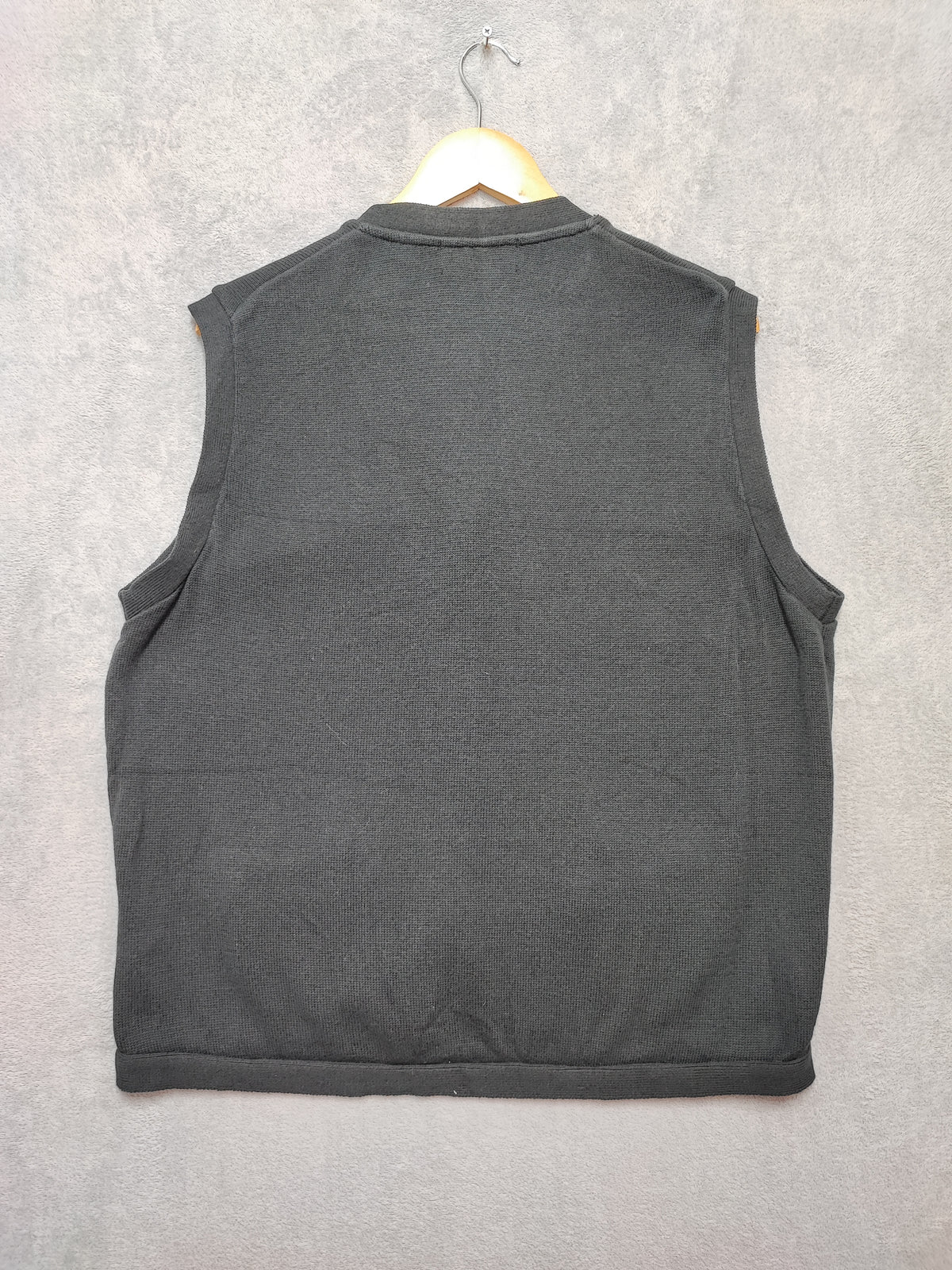 Vintage Chaps Ralph Lauren Plain Faded Black Knit Vest Jumper Men Size Large