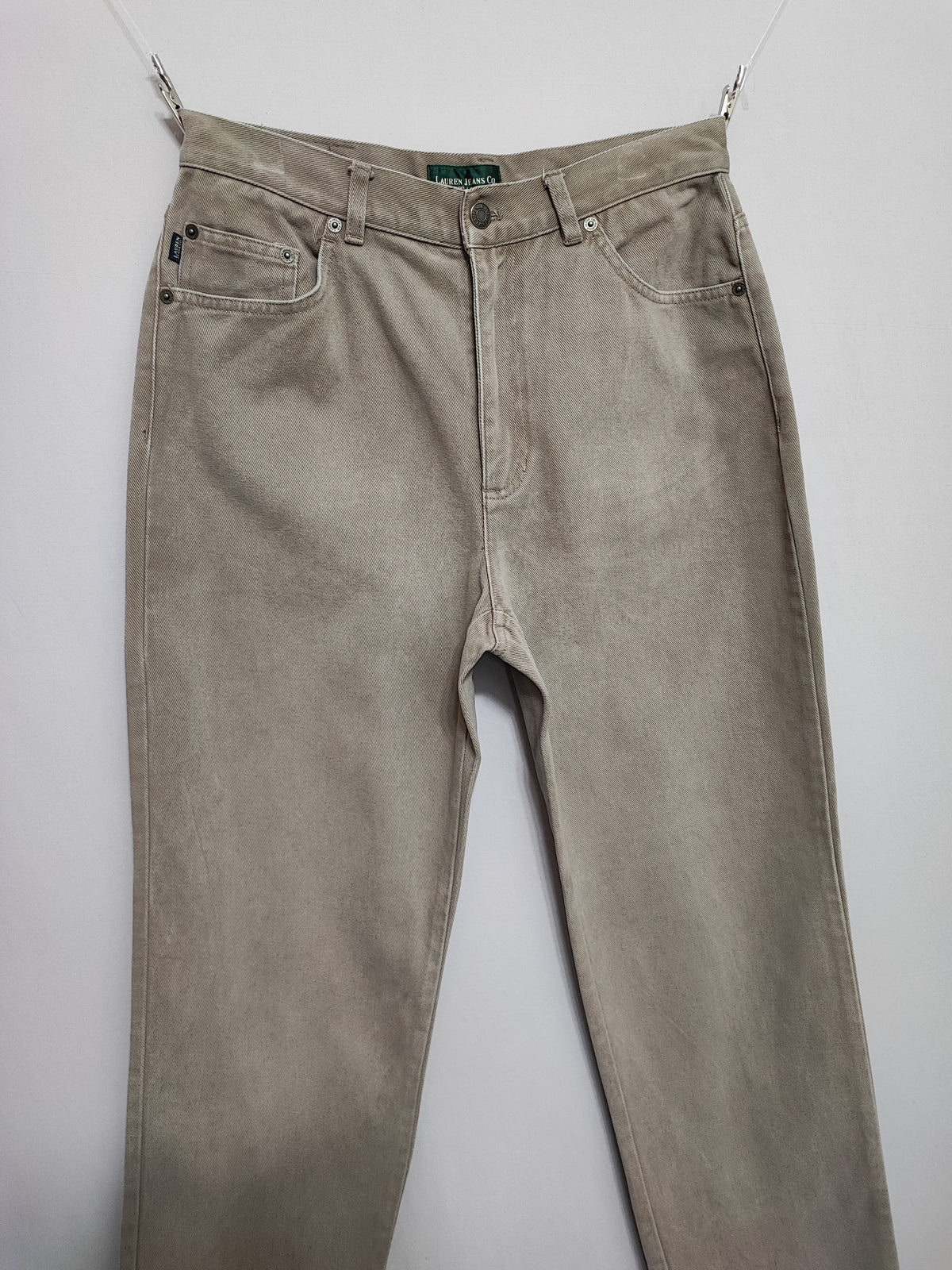 Vintage Lauren Ralph Lauren Tan Khaki Trousers High Waisted Straight Leg Fit W30
