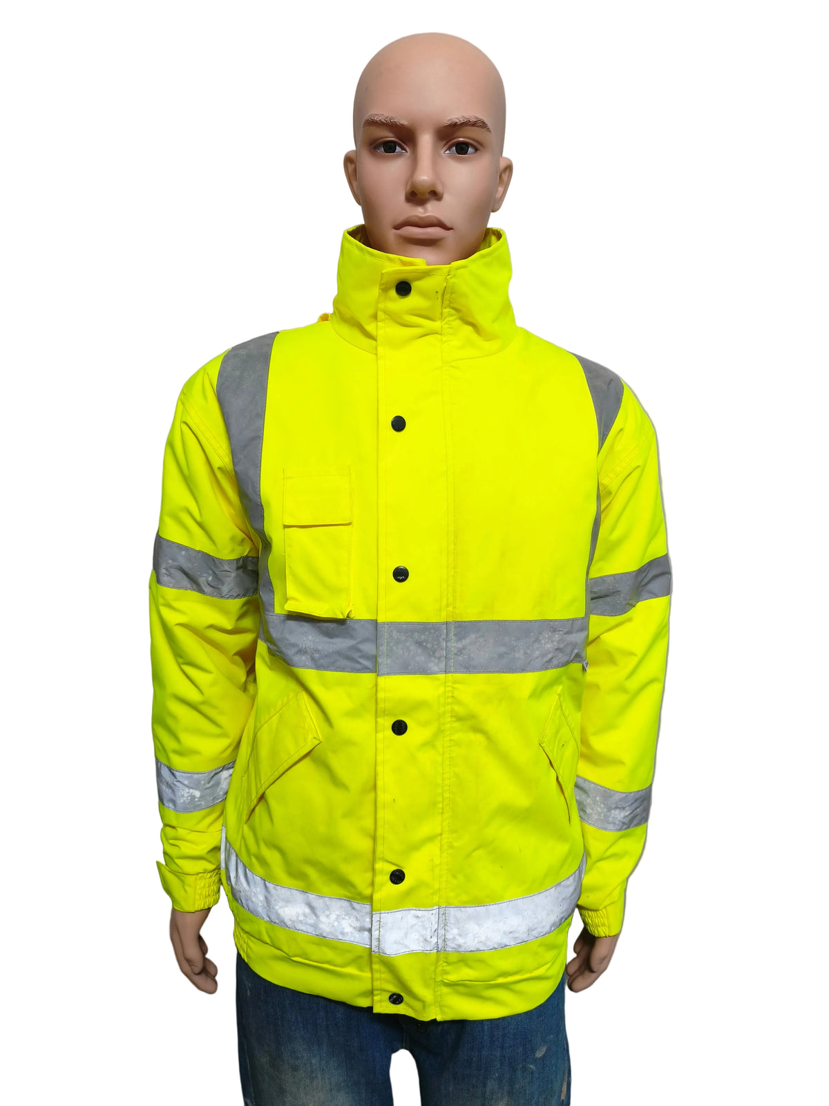 Vintage Dickies Hi-Vis Reflective Yellow Striped Workwear Jacket Men Size Large
