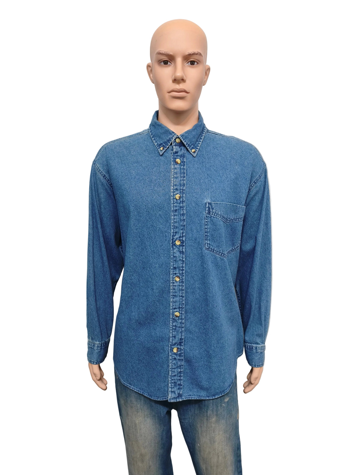 Vintage Wrangler Hero Shirt Men Size XXL Blue Workwear 90s Oversized Cotton Retro