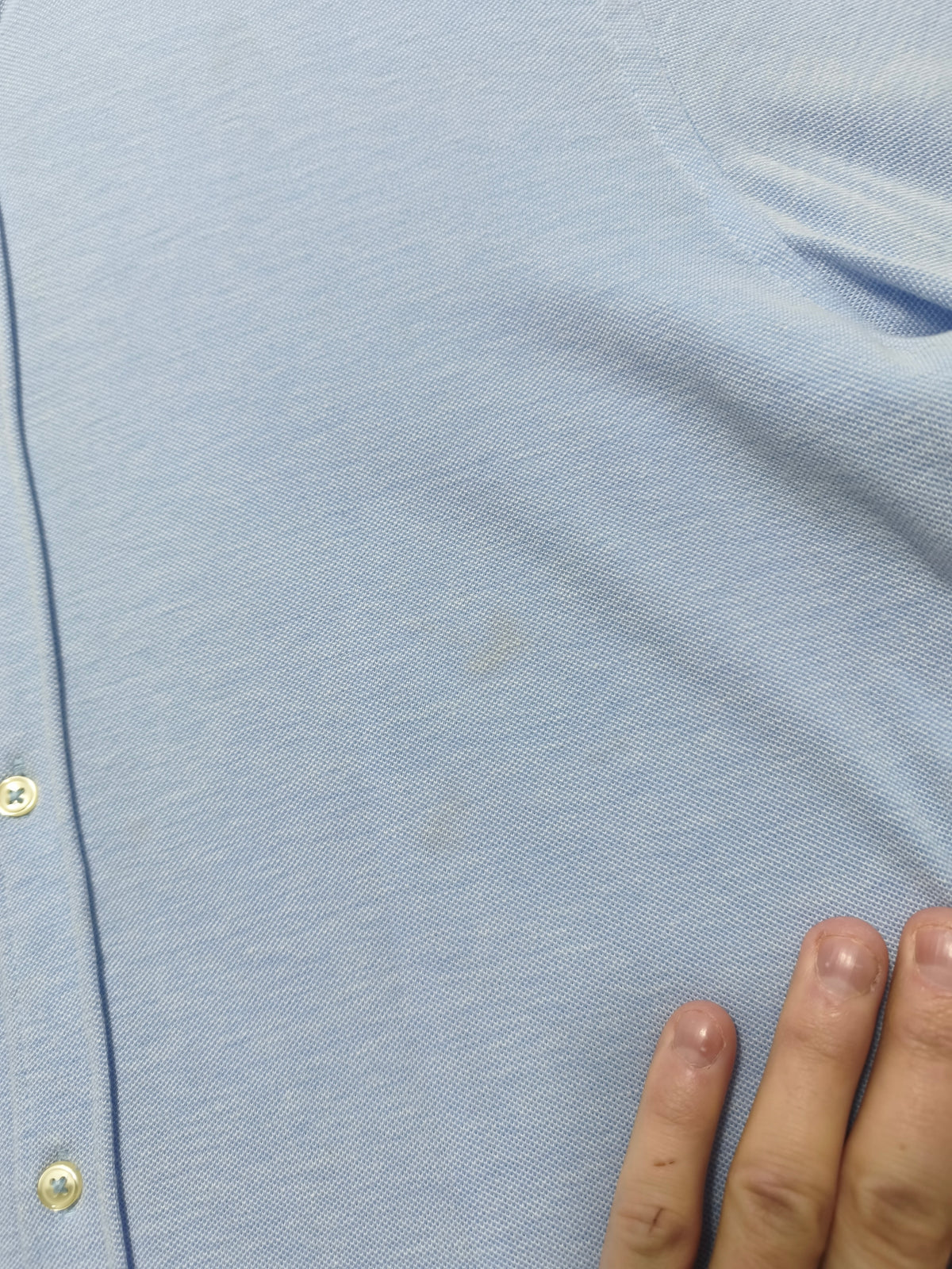 Vintage Zara Man Plain Long Sleeve Shirt Blue Contrast Elbow Patches Men Size M