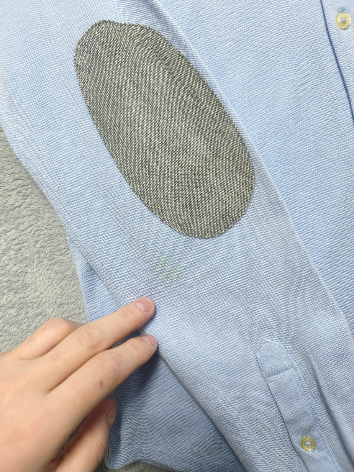 Vintage Zara Man Plain Long Sleeve Shirt Blue Contrast Elbow Patches Men Size M