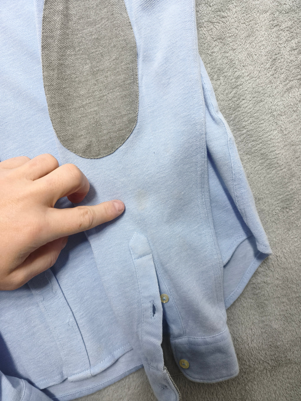 Vintage Zara Man Plain Long Sleeve Shirt Blue Contrast Elbow Patches Men Size M